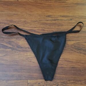 NWT Victoria's Secret Black Chic Feminine Dainty Satin Strappy Thong One Size